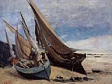 Gustave Courbet Fishing Boats on the Deauville Beach painting